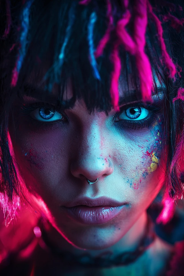 Neon Cyberpunk Gaze - Image 1