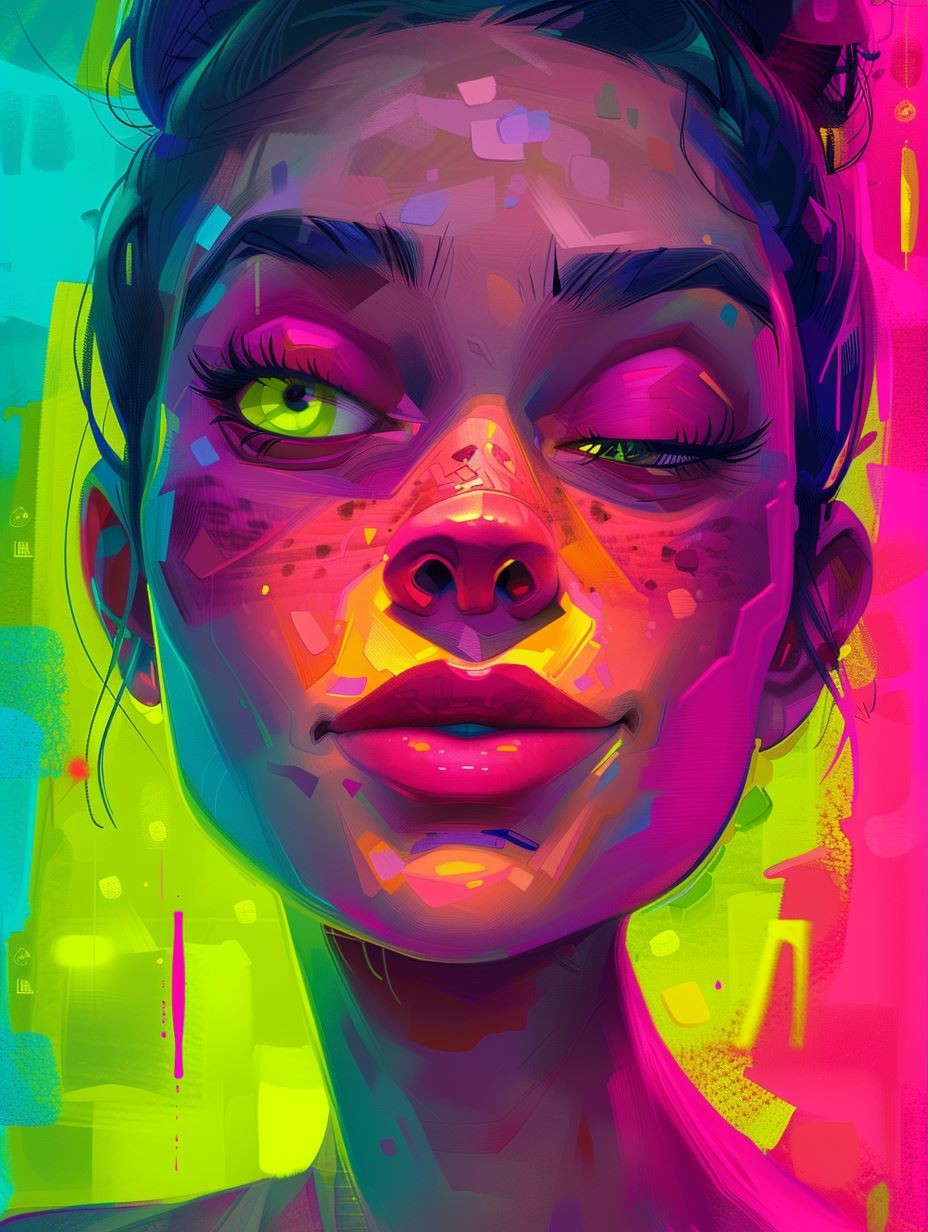 Neon Dreams: Vibrant Digital Portraits - Image 3