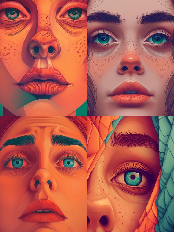 Surreal Neon Freckled Portrait