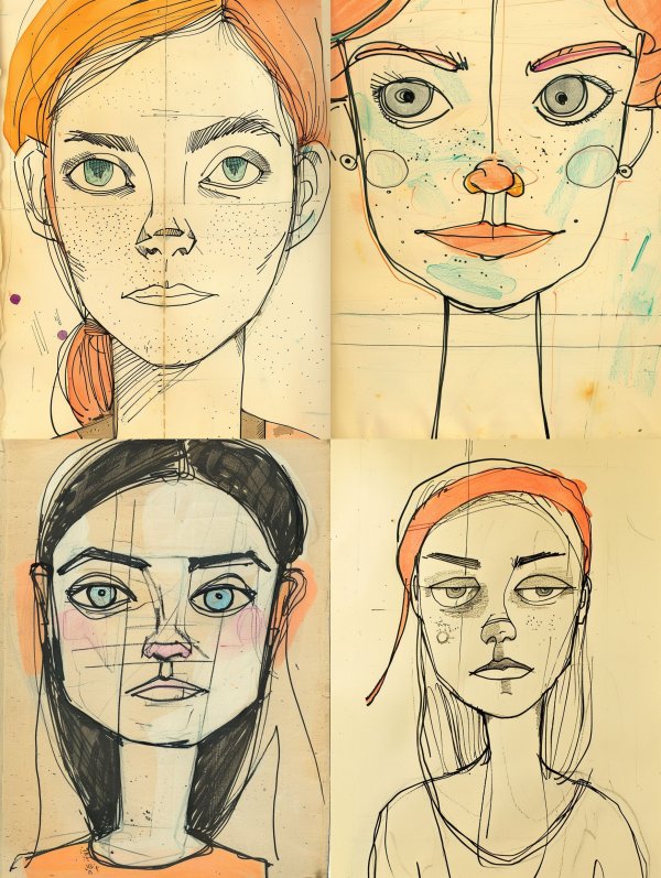 Experimental Portrait Sketch Studies