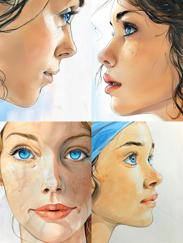 Azure Gaze: Digital Portrait Studies