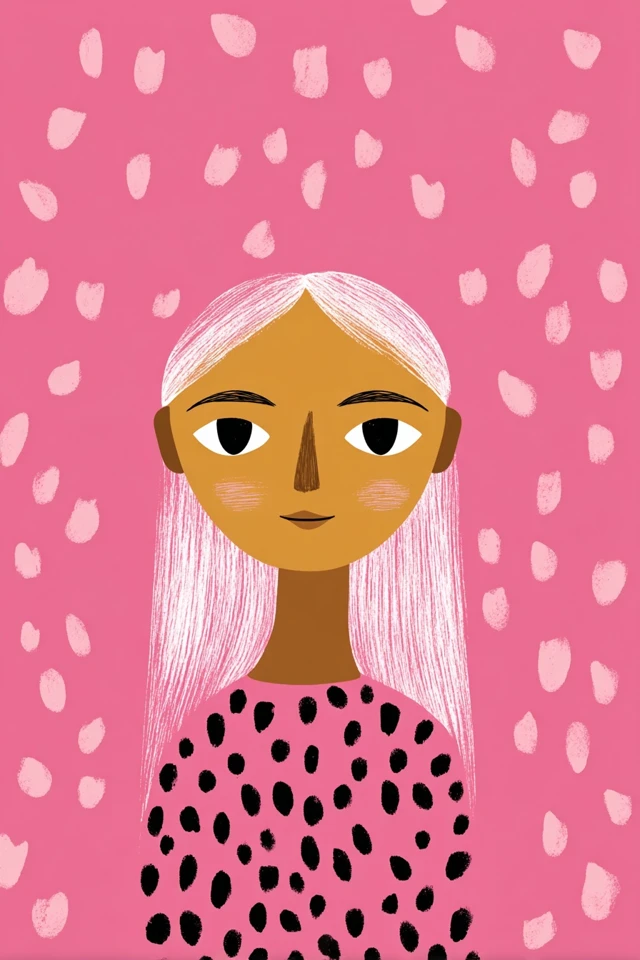 Whimsical Pink Portrait - Image 1