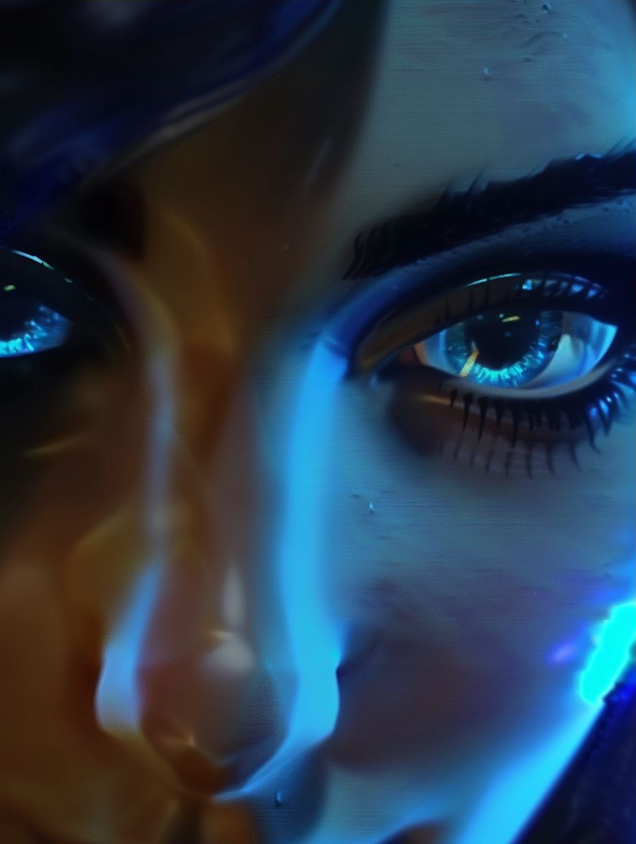 Neon Gaze Through Shattered Glass - Image 3
