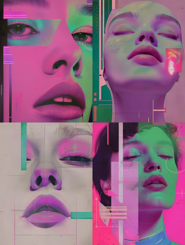 Neon Glitch Cybernetic Portrait Study