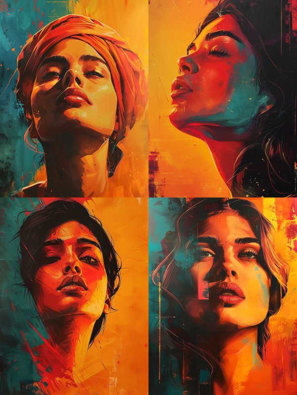 Vibrant Portraits in Neon Hues