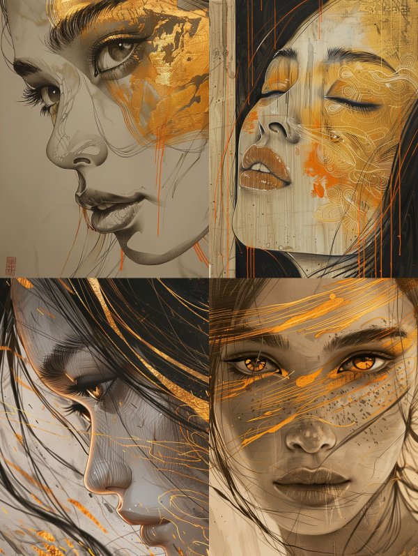 Gilded Ethereal Portrait Studies