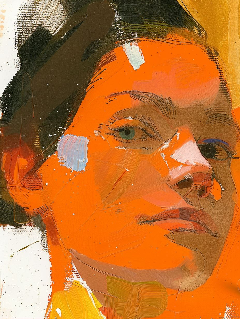 Abstract Fragmented Portrait in Orange - Image 2
