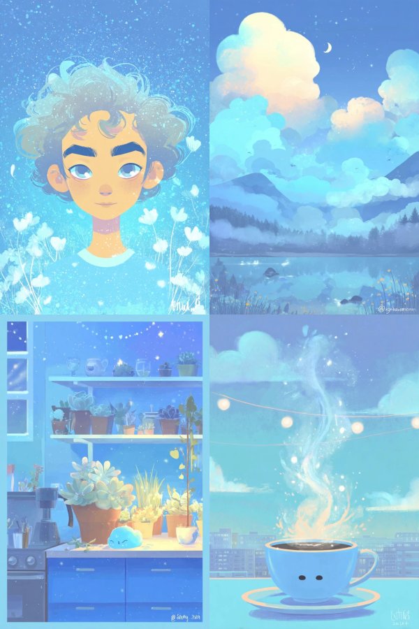 Dreamy Blue Aesthetic Art Collection