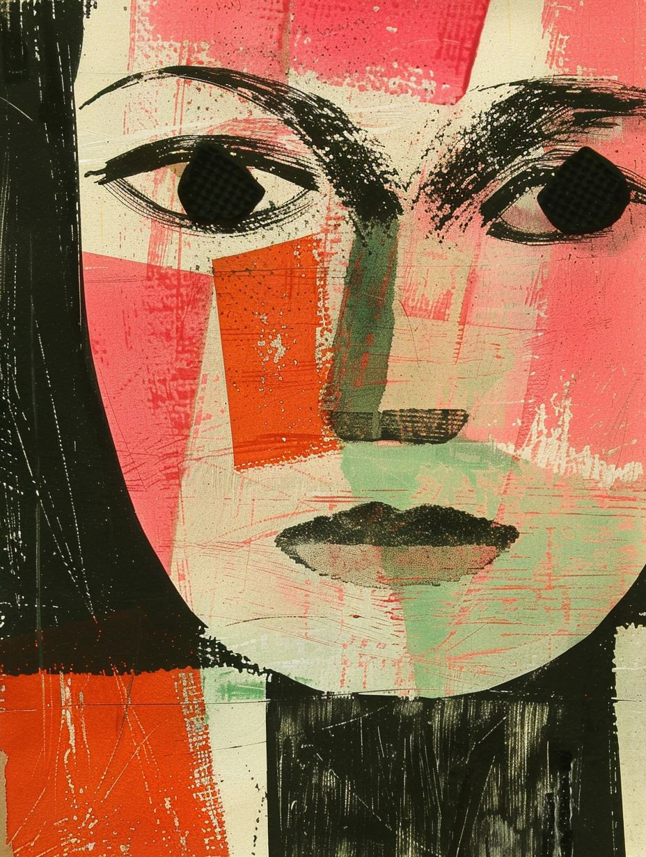 Abstract Fragmented Crimson Portrait - Image 2