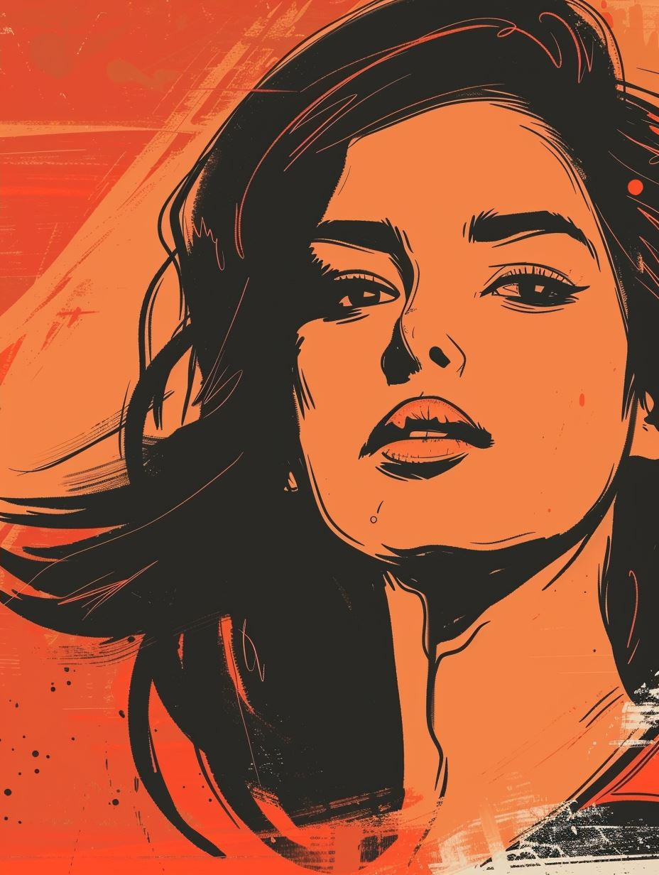 Bold Orange Graphic Portrait - Image 2