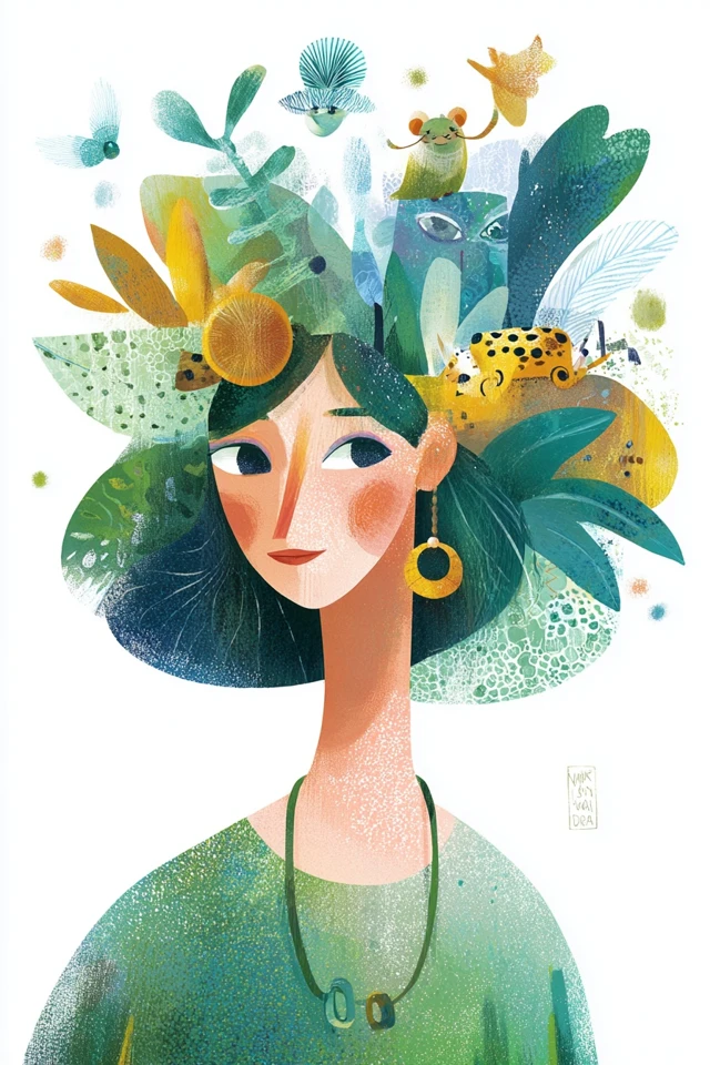 Botanical Dreamscape Portrait - Image 1