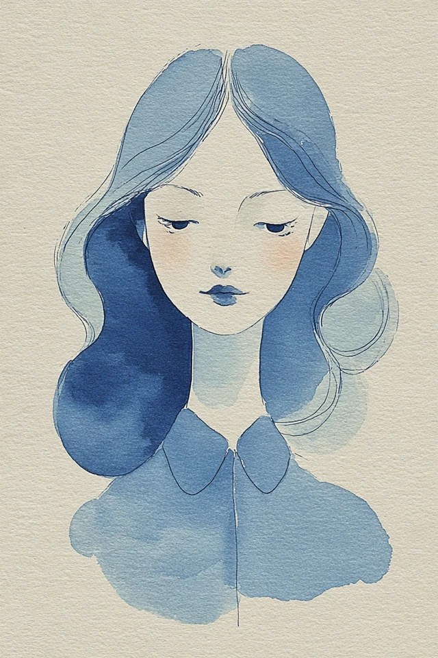 Serenity in Blue Watercolor - Image 1