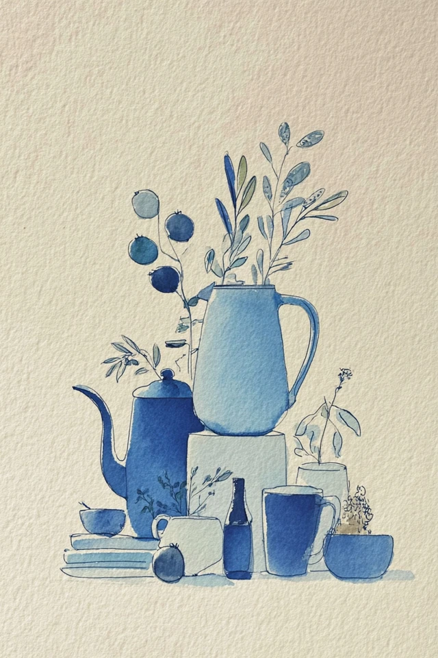 Serenity in Blue Watercolor - Image 3