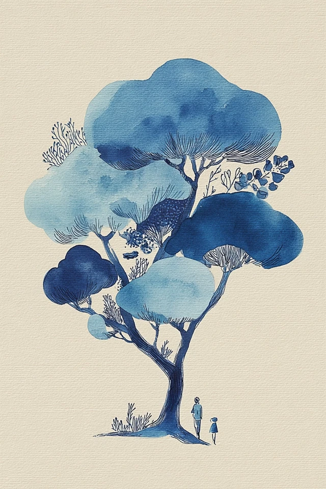 Serenity in Blue Watercolor - Image 5