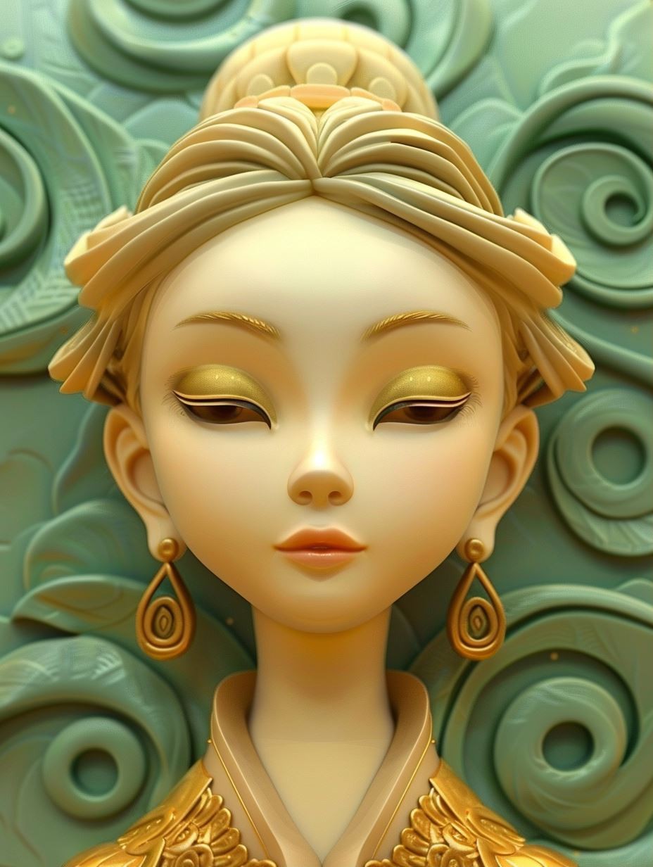 Golden Porcelain Ethereal Goddess