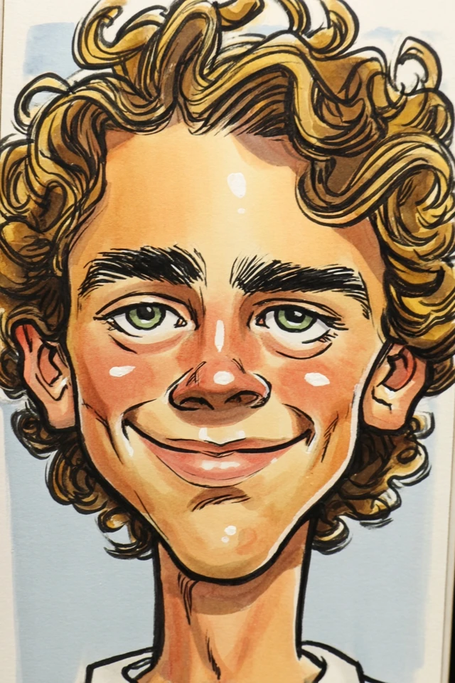 Golden Curls Ink Study - Image 1