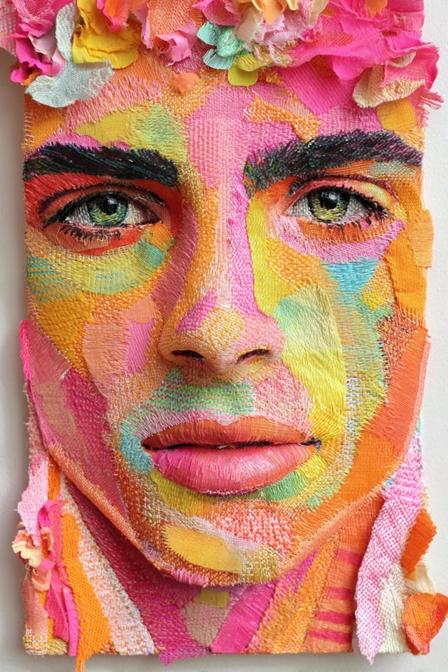 Prismatic Textile Portrait - Image 1