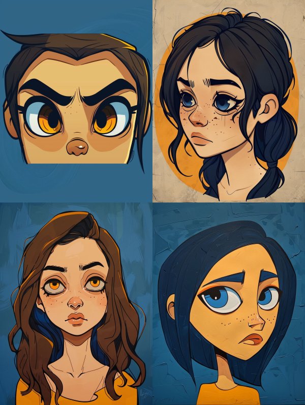 Diverse Stylized Female Character Portraits