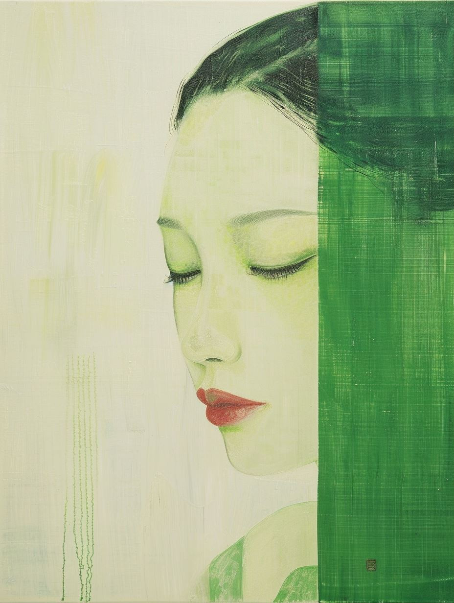 Emerald Visions: A Study of Feminine Grace - Image 1
