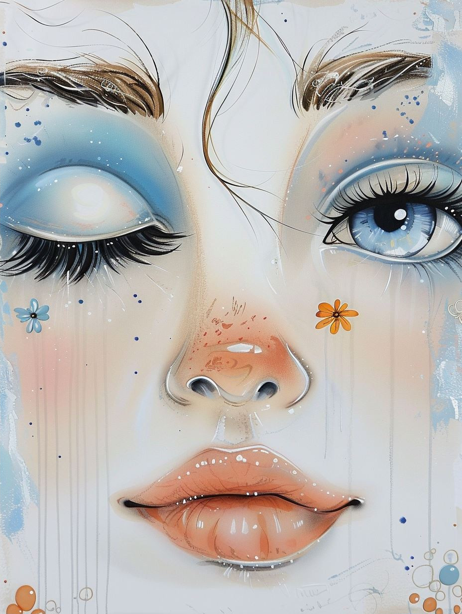 Whimsical Dreamy Blue Gaze - Image 2