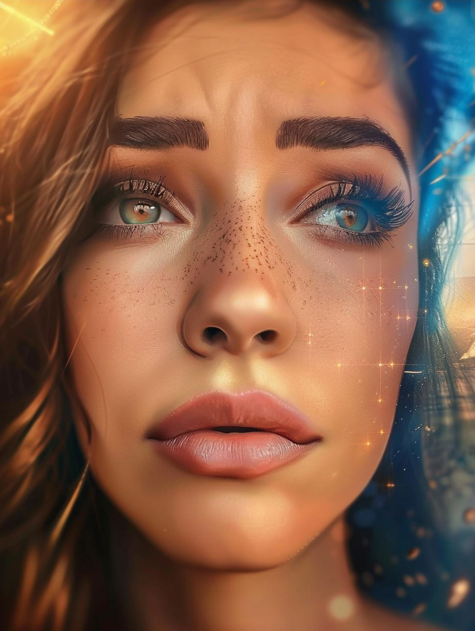 Ethereal Gaze Amidst Golden Embers - Image 3