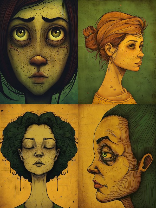 Melancholy Gaze of Olive Hues