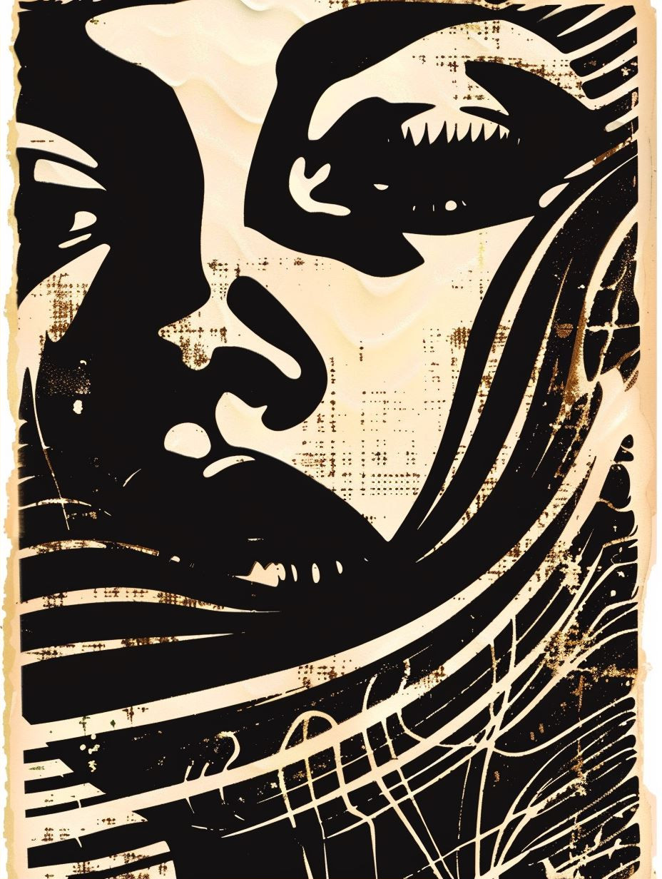 Golden Shadows Abstract Portraits - Image 2