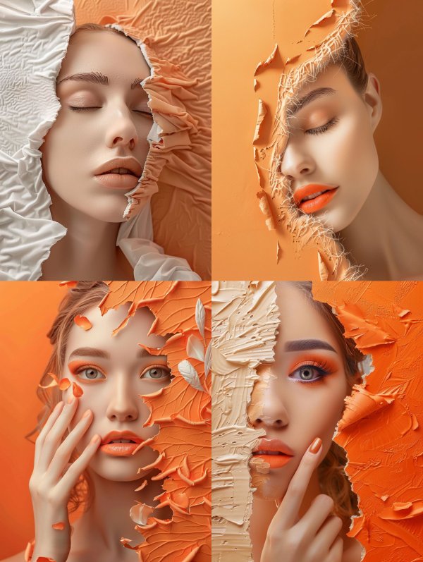 Surreal Orange Texture Portraits