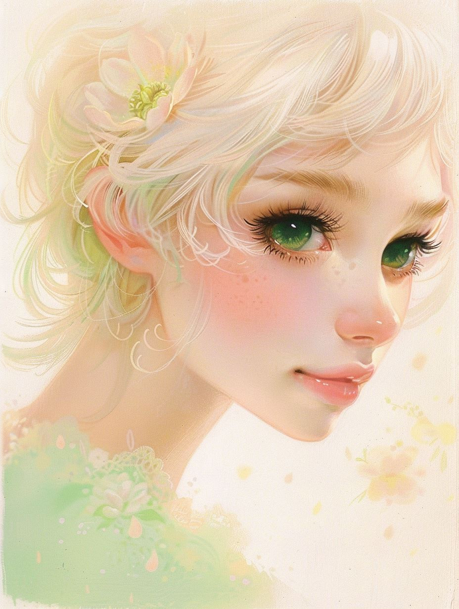 Ethereal Green-Eyed Maiden Portraits - Image 2