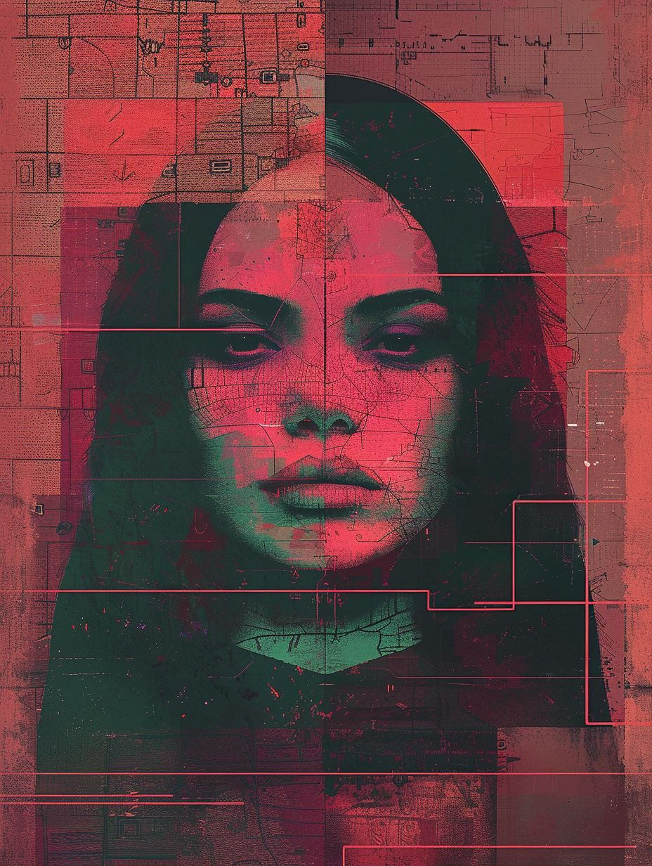Fragmented Portraits in Neon Hues - Image 1