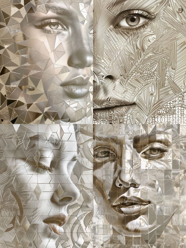 Fragmented Golden Mirror Portrait