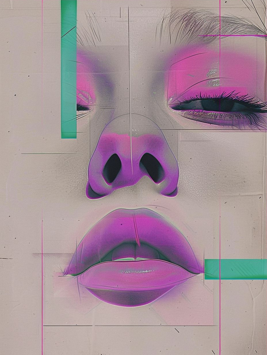 Neon Glitch Cybernetic Portrait Study - Image 3