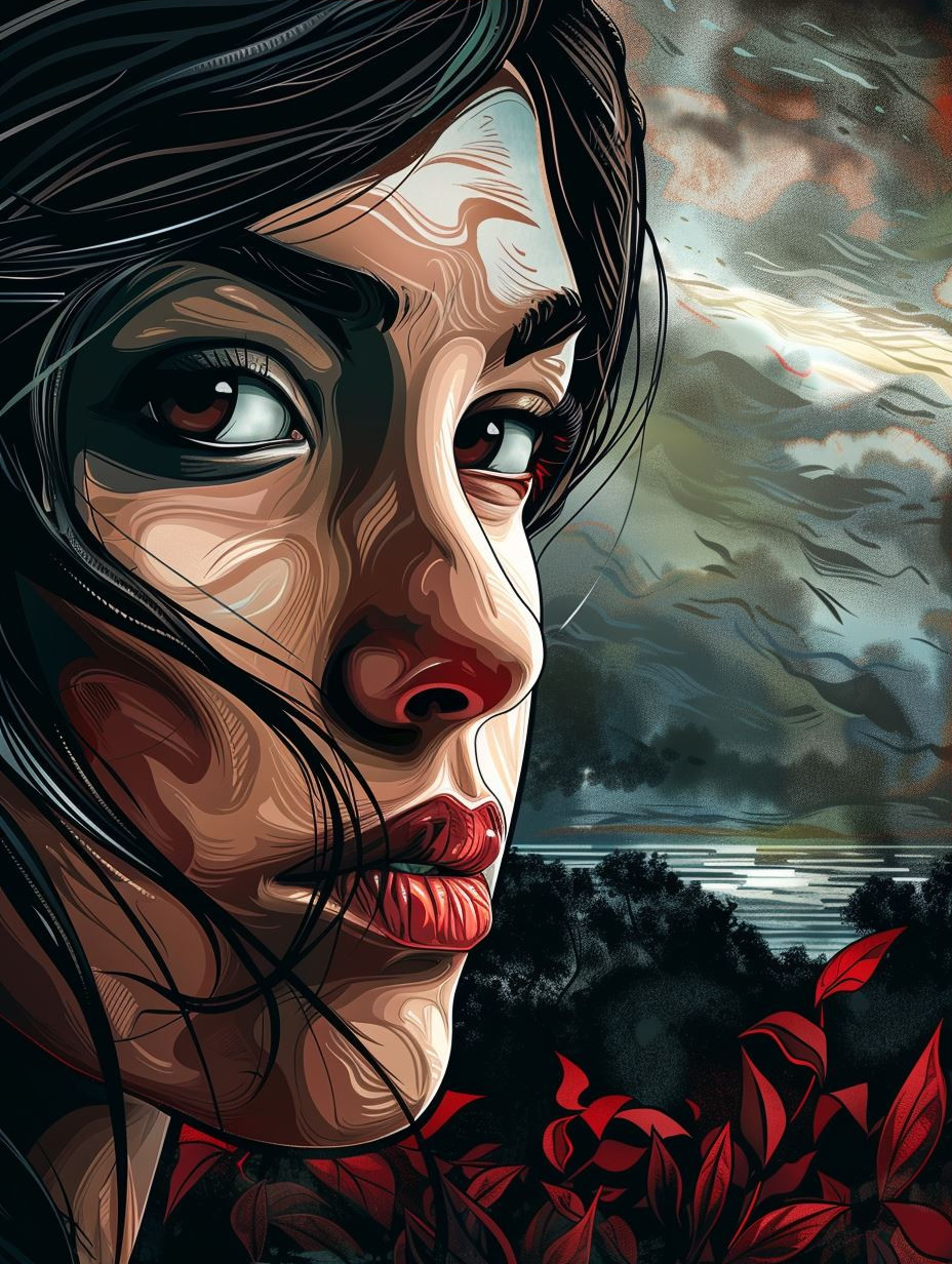 Dramatic Crimson Portrait Study - Image 3
