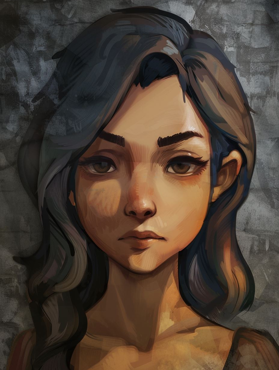 Melancholic Gaze in Digital Oil - Image 3