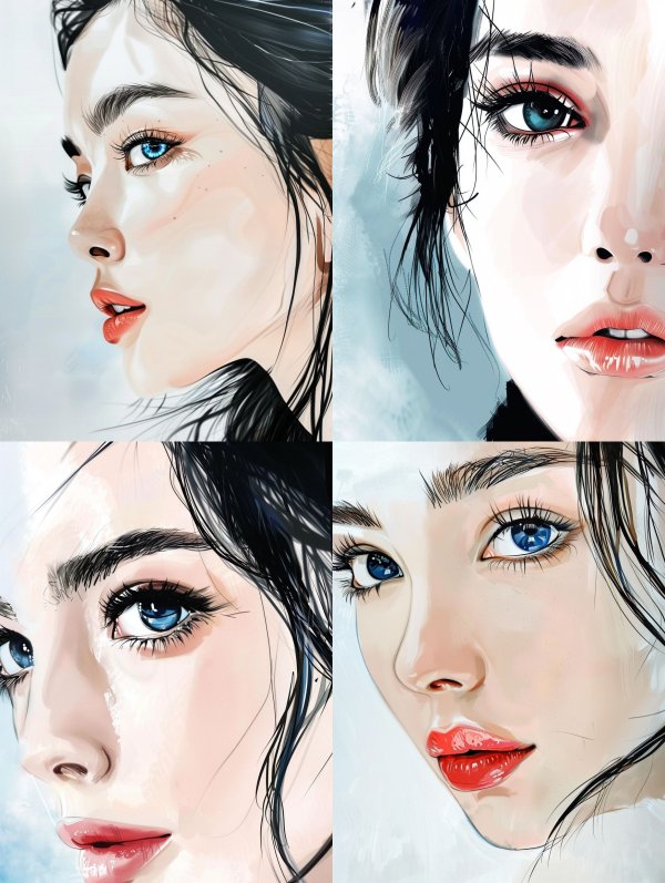 Azure Gaze Digital Portraits
