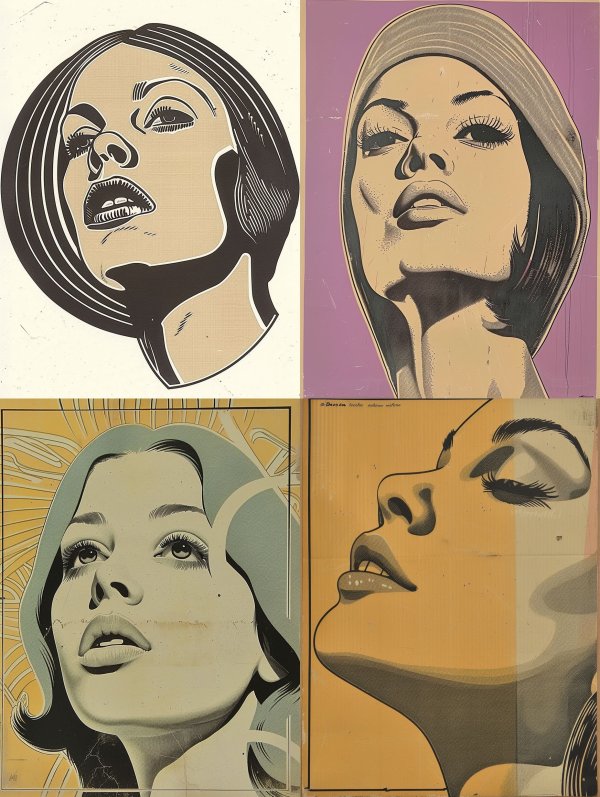 Vintage Noir Linocut Portrait