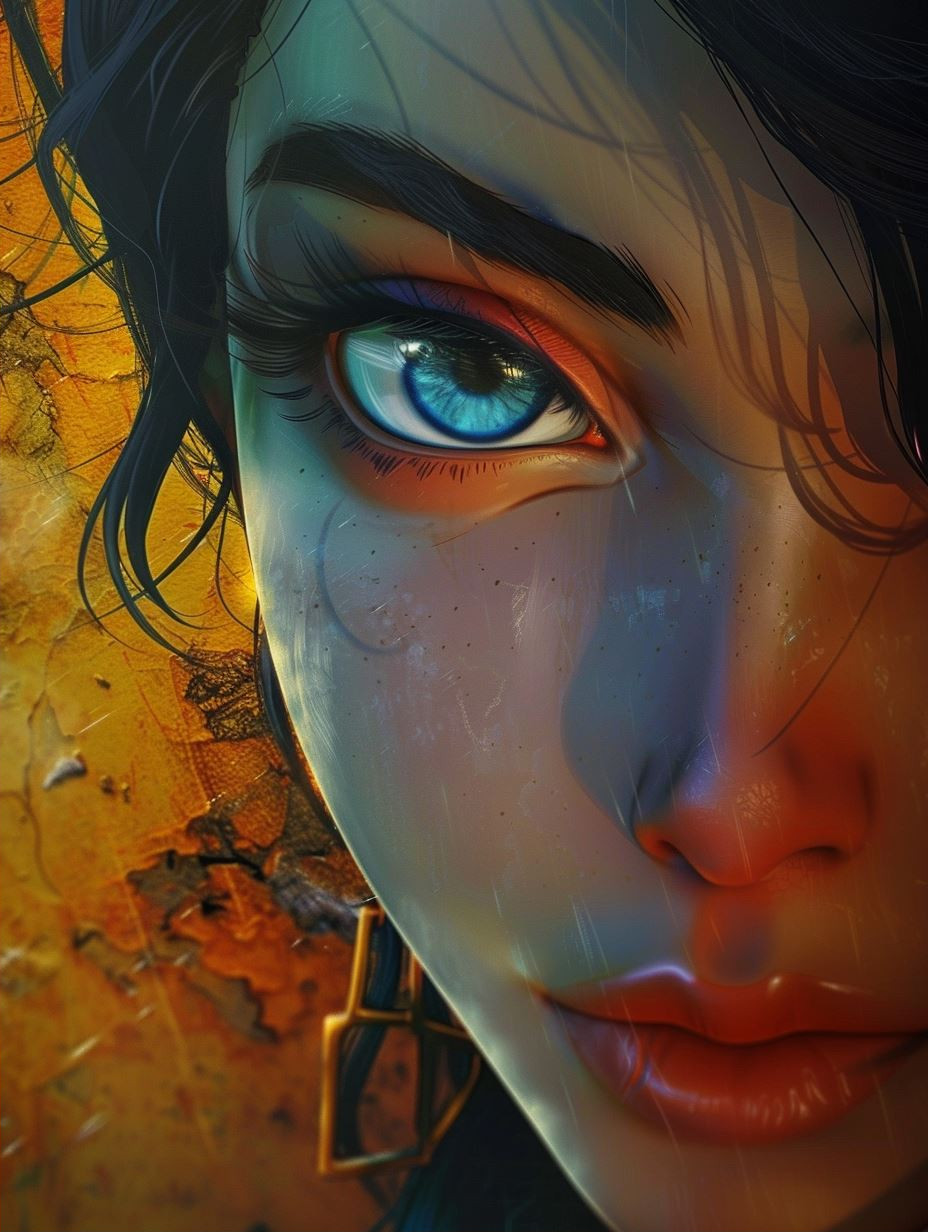 Azure Gaze in Ember Glow - Image 2
