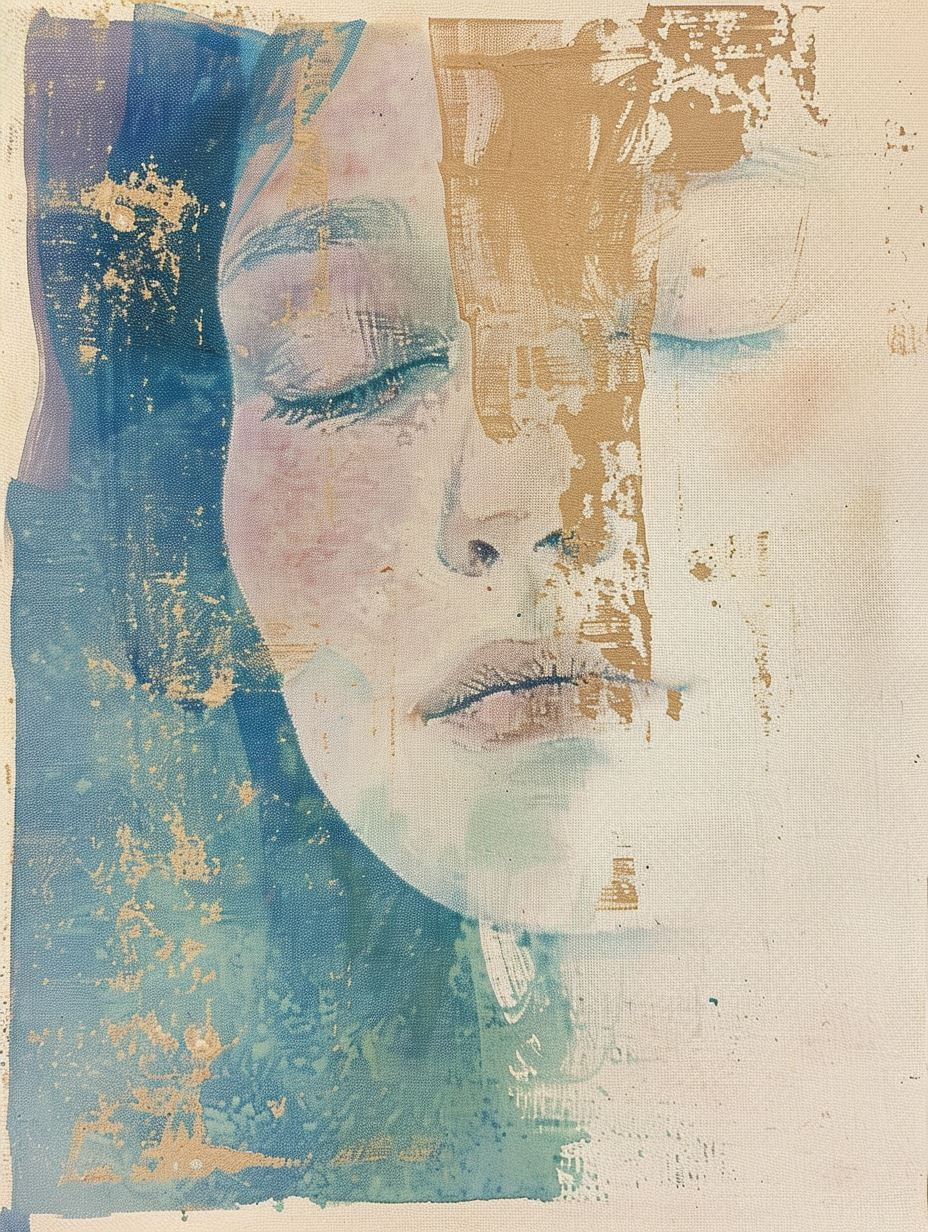 Ethereal Bloom Mixed Media Portrait - Image 2