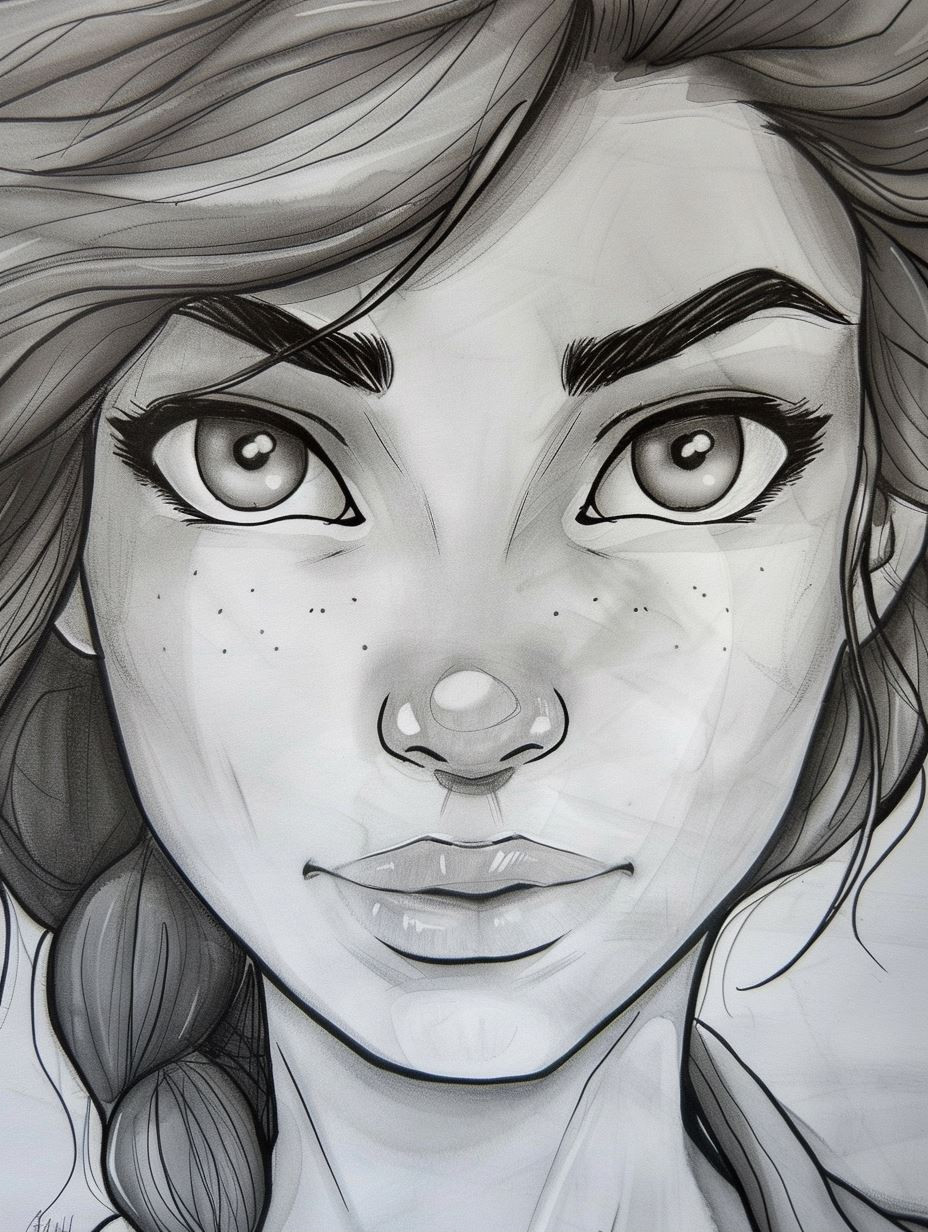 Monochrome Gaze Digital Sketch - Image 2