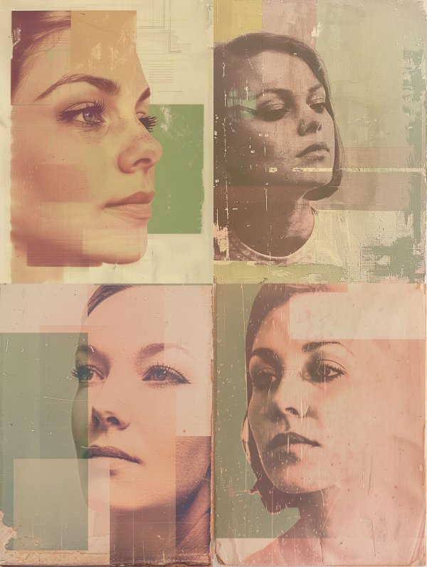 Vintage Collage of Feminine Gazes