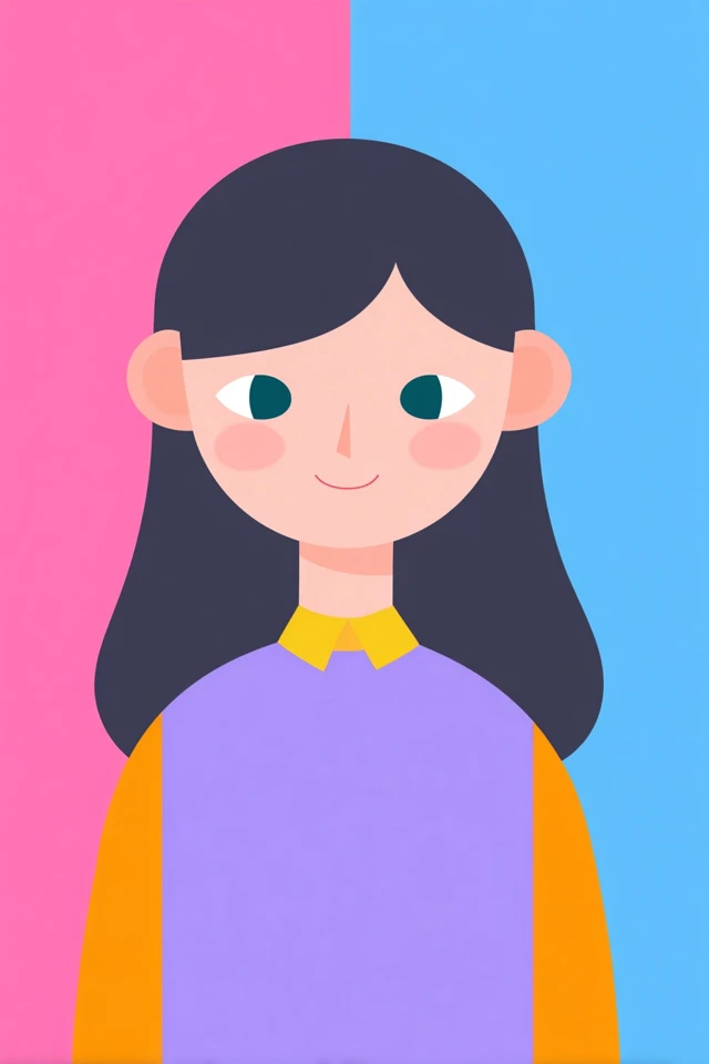 Vibrant Pastel Vector Portrait - Image 1
