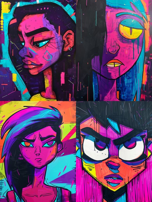 Neon Cyberpunk Emotional Portrait