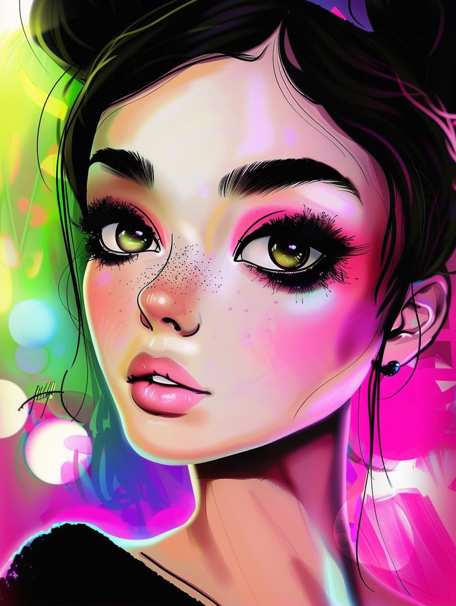 Neon Dreams: Vibrant Digital Portraits - Image 2