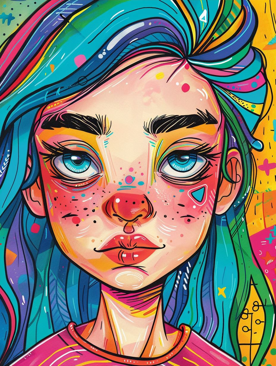 Vibrant Whimsical Pop Art Portrait - Image 3