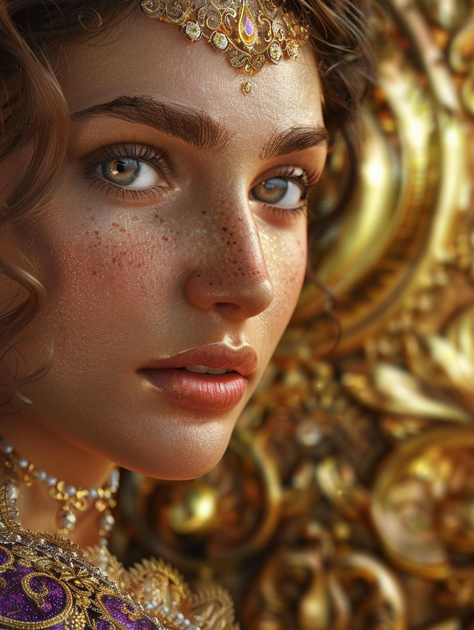 Ethereal Gilded Portrait of Elegance - Image 3
