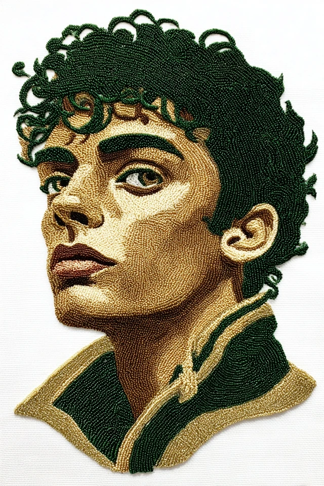 Beaded Portrait Elegance - Image 1