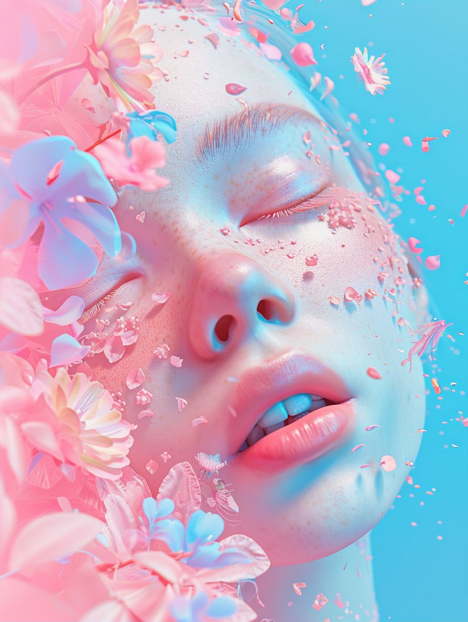 Neon Dreams: Ethereal Floral Portraits - Image 2