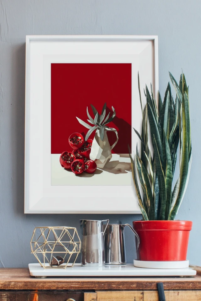 Crimson Geometric Portrait - Image 3