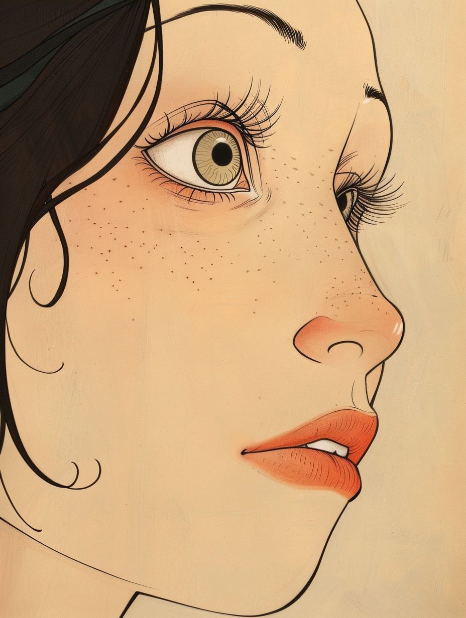Elegant Vintage Ink Portrait - Image 3