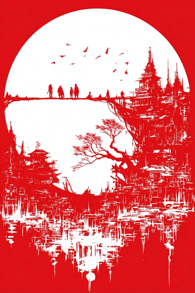 Crimson Contrast Art Collection - Image 2